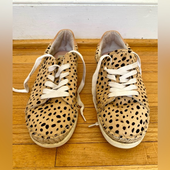 Leopard Animal Print Genuine Cow Hide Leather Dolce Vita Sneakers Espadrille 7.5 - Picture 9 of 10